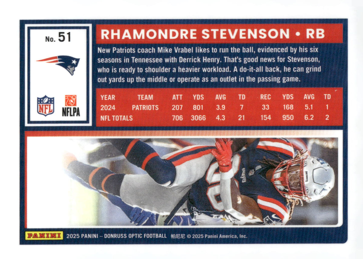 2025 Donruss Optic #51 Rhamondre Stevenson