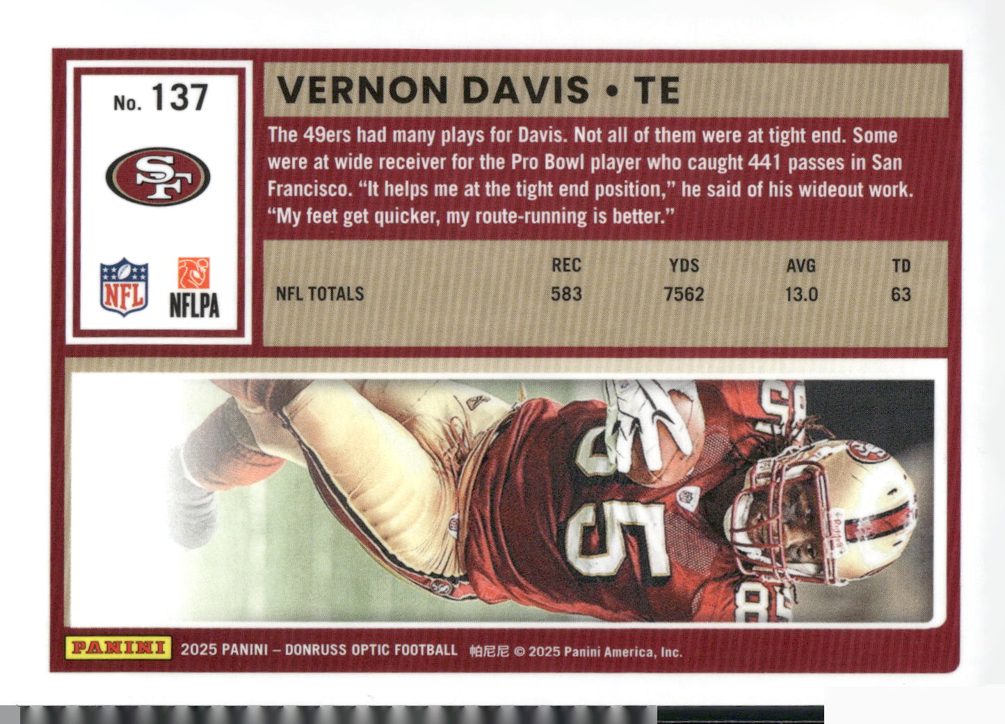 2025 Donruss Optic #137 Vernon Davis
