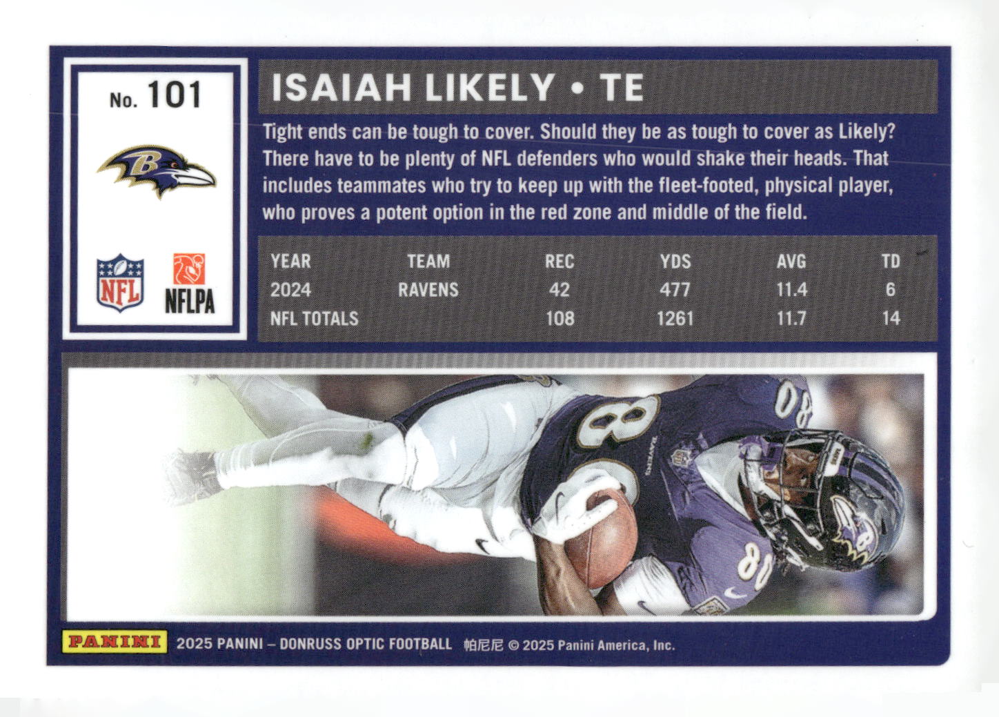 2025 Donruss Optic #101 Isaiah Likely