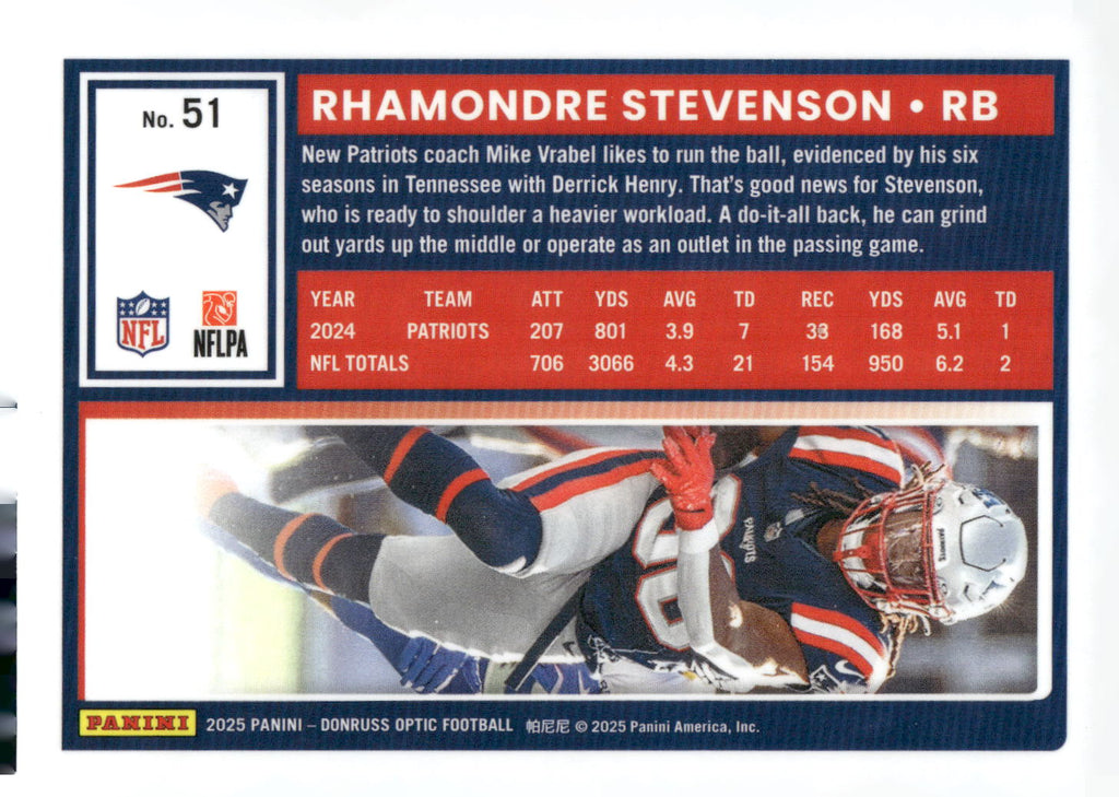2025 Donruss Optic #51 Rhamondre Stevenson