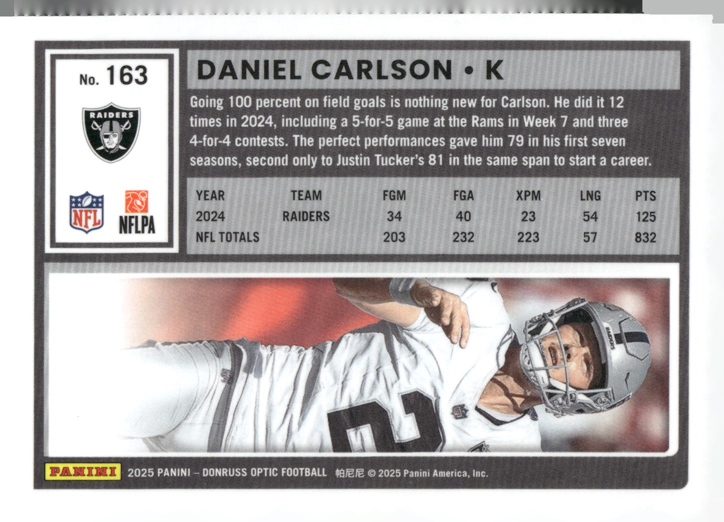 2025 Donruss Optic #163 Daniel Carlson