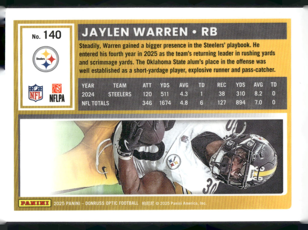 2025 Donruss Optic #140 Jaylen Warren
