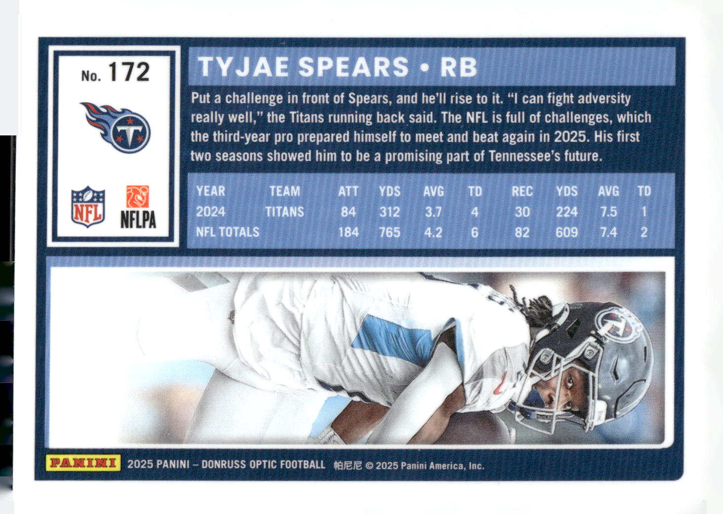 2025 Donruss Optic #172 Tyjae Spears