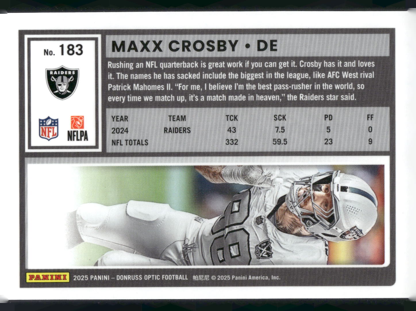 2025 Donruss Optic #183 Maxx Crosby