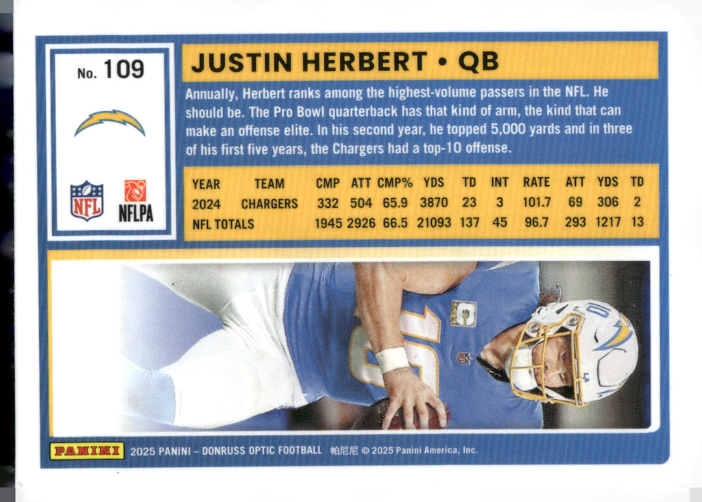 2025 Donruss Optic #109 Justin Herbert