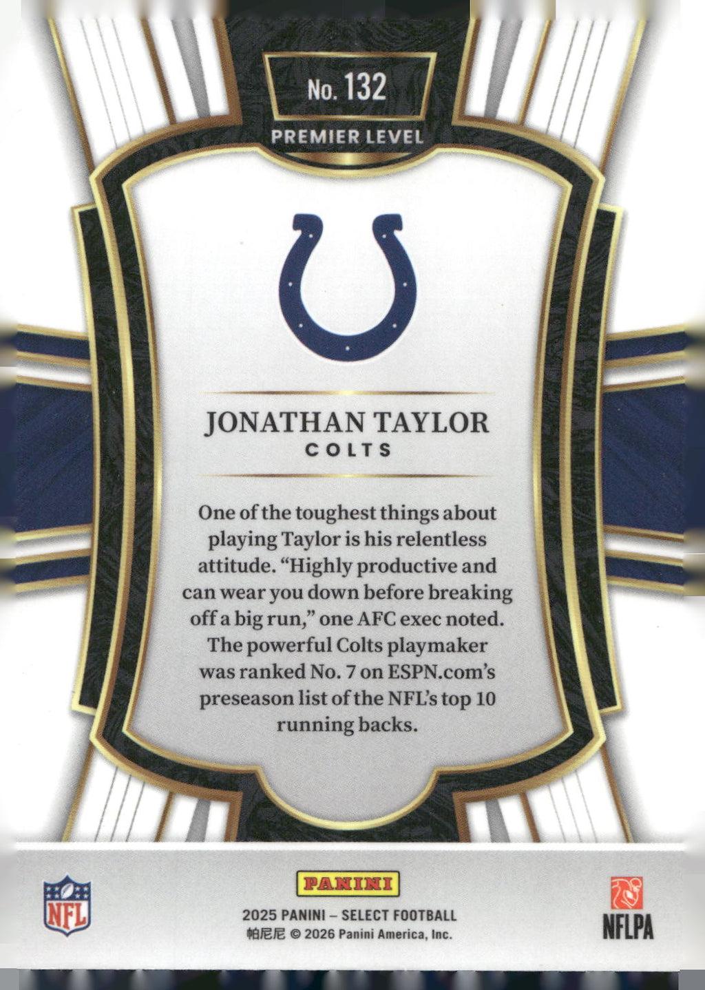 2025 Panini Select #132 Jonathan Taylor