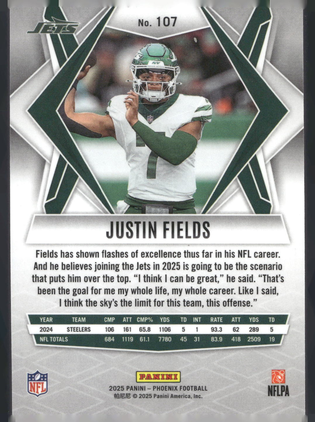 2025 Panini Phoenix #107 Justin Fields