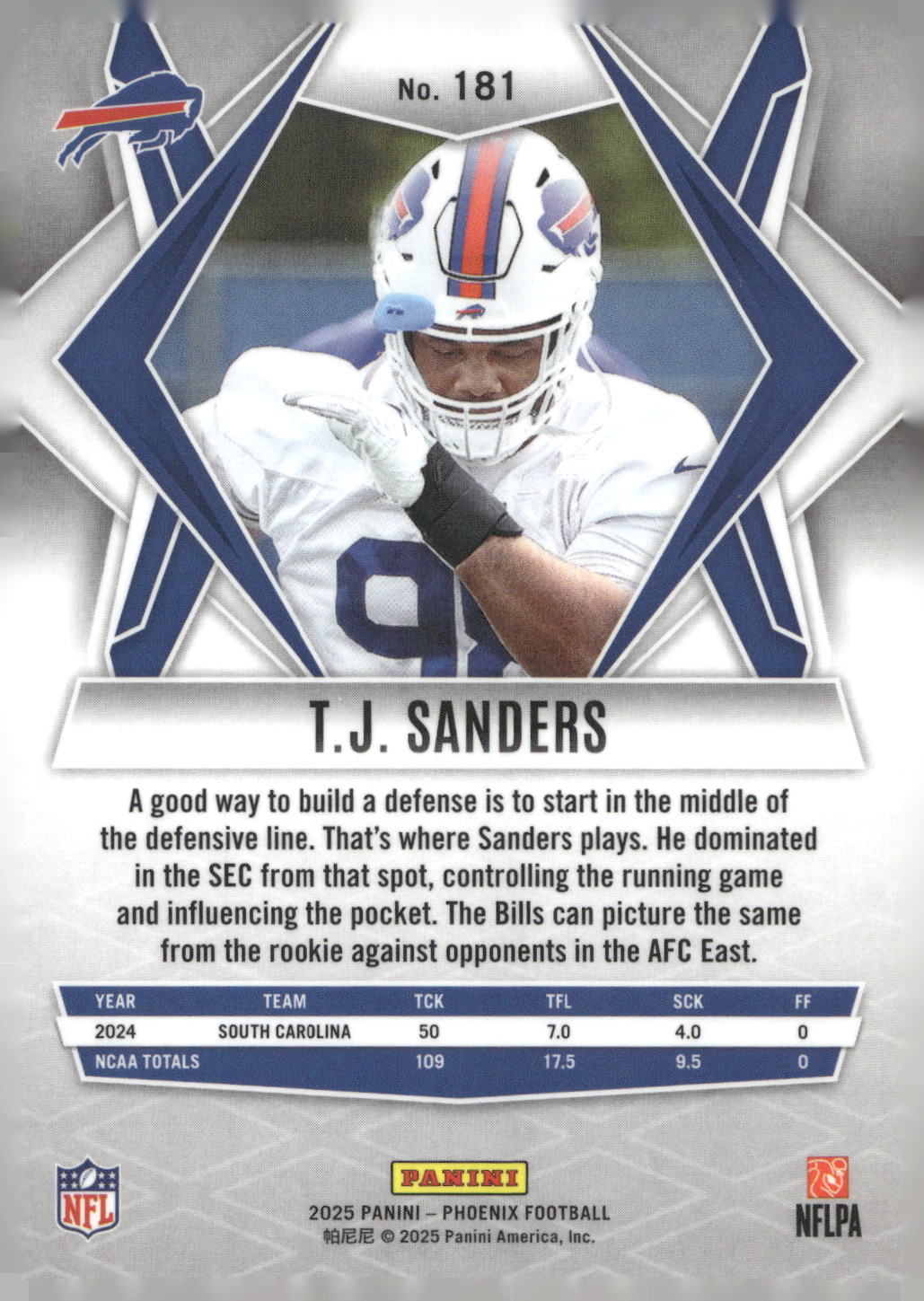 2025 Panini Phoenix #181 T.J. Sanders