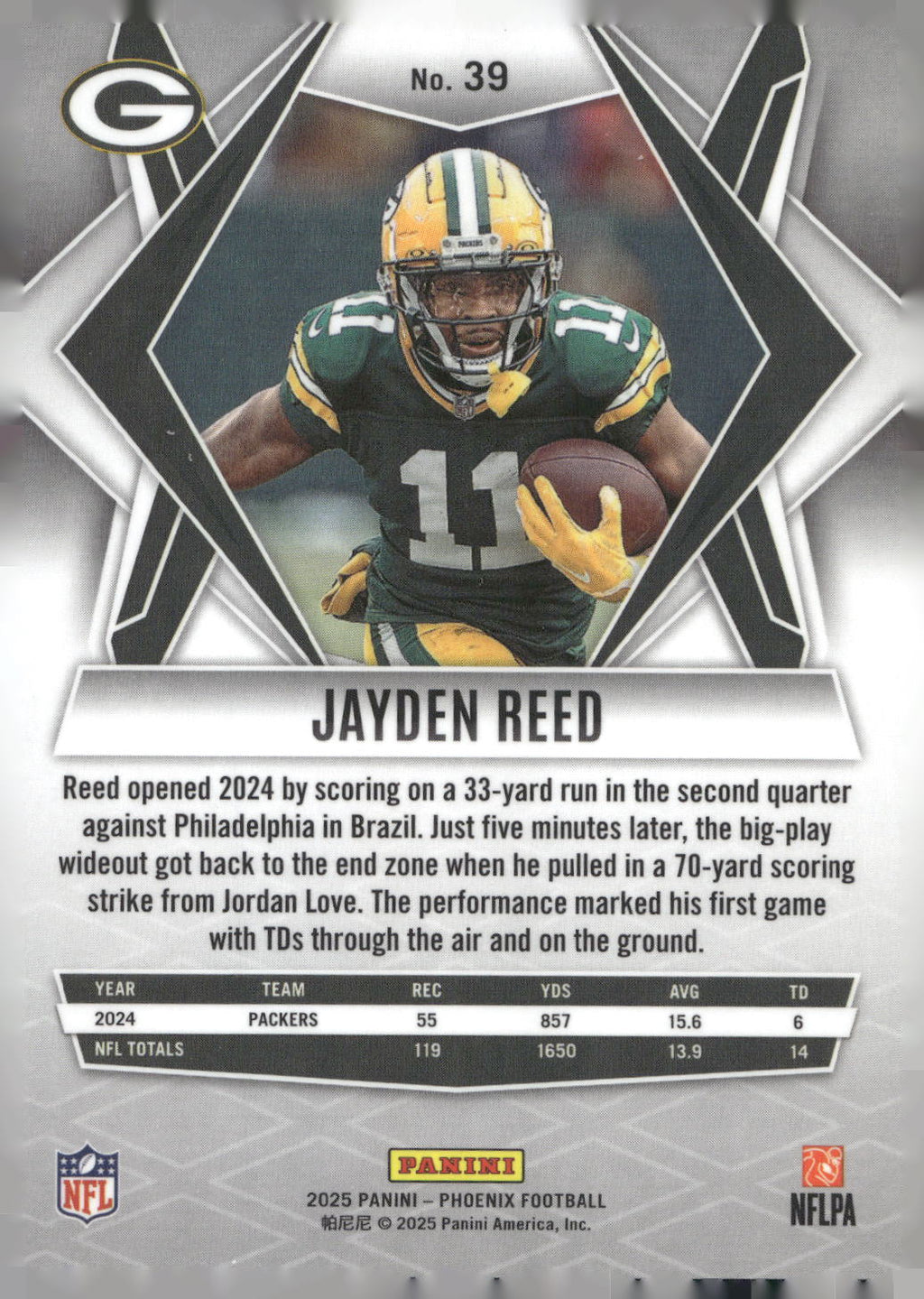2025 Panini Phoenix #39 Jayden Reed