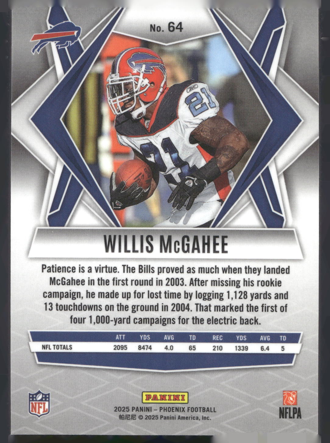 2025 Panini Phoenix #64 Willis McGahee Silver Lava Prizm