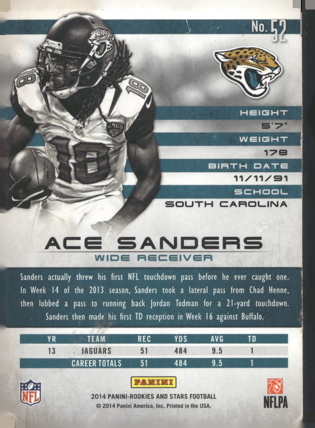 2014 Panini Rookies & Stars #52 Ace Sanders