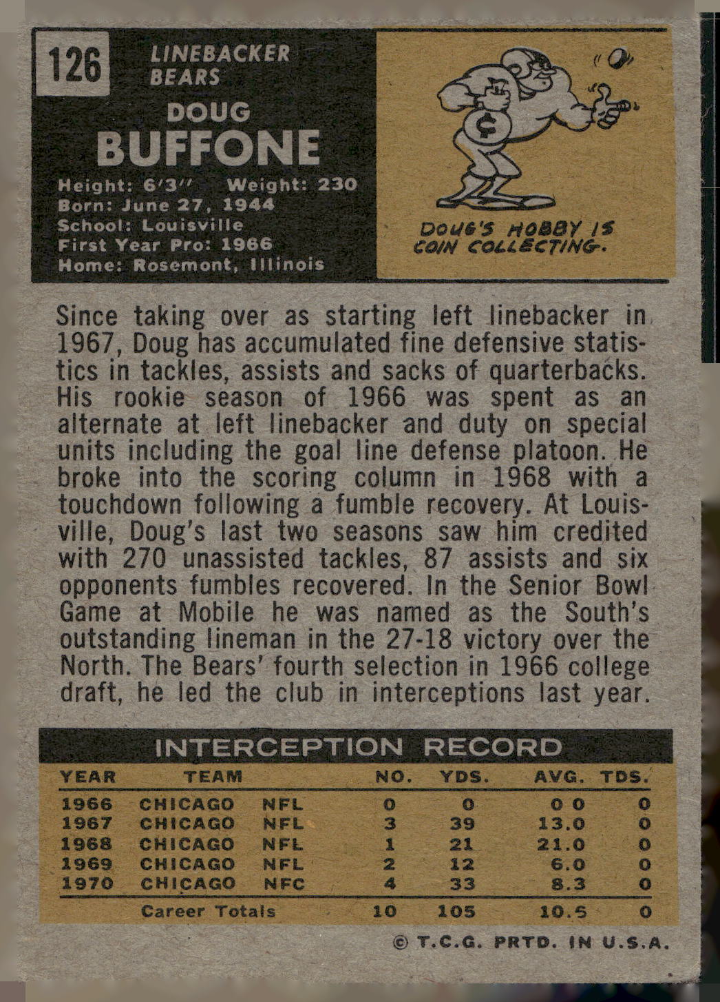 1971 Topps #126 Doug Buffone