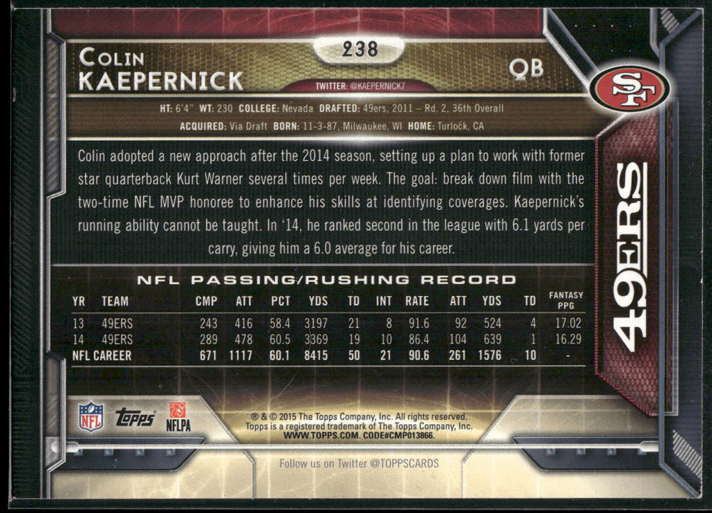 2015 Topps #238 Colin Kaepernick