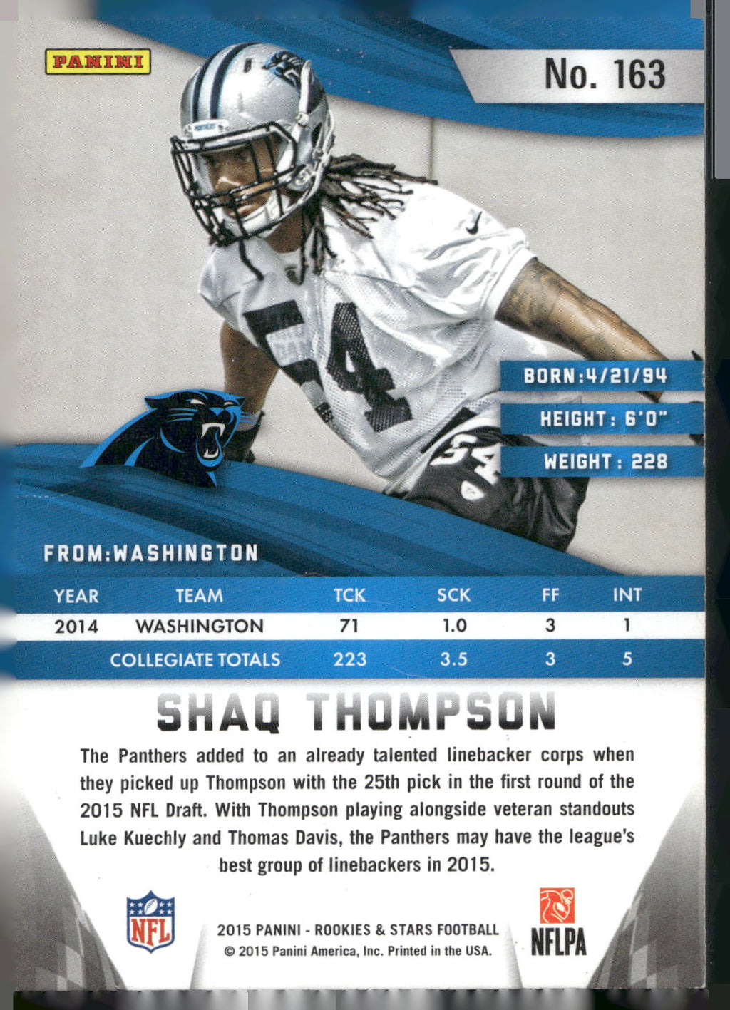 2015 Panini Rookies & Stars #163 Shaq Thompson