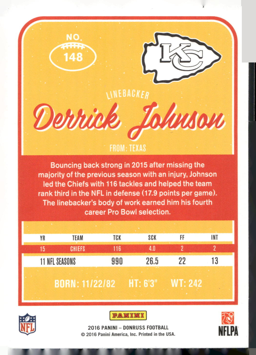 2016 Donruss #148 Derrick Johnson