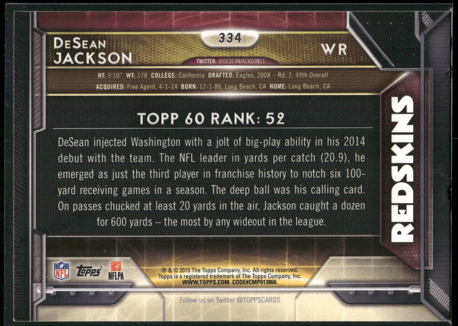 2015 Topps #334 DeSean Jackson