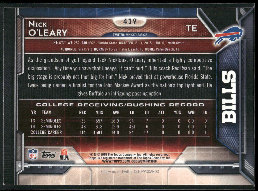 2015 Topps #419 Nick O'Leary 60th Anniversary