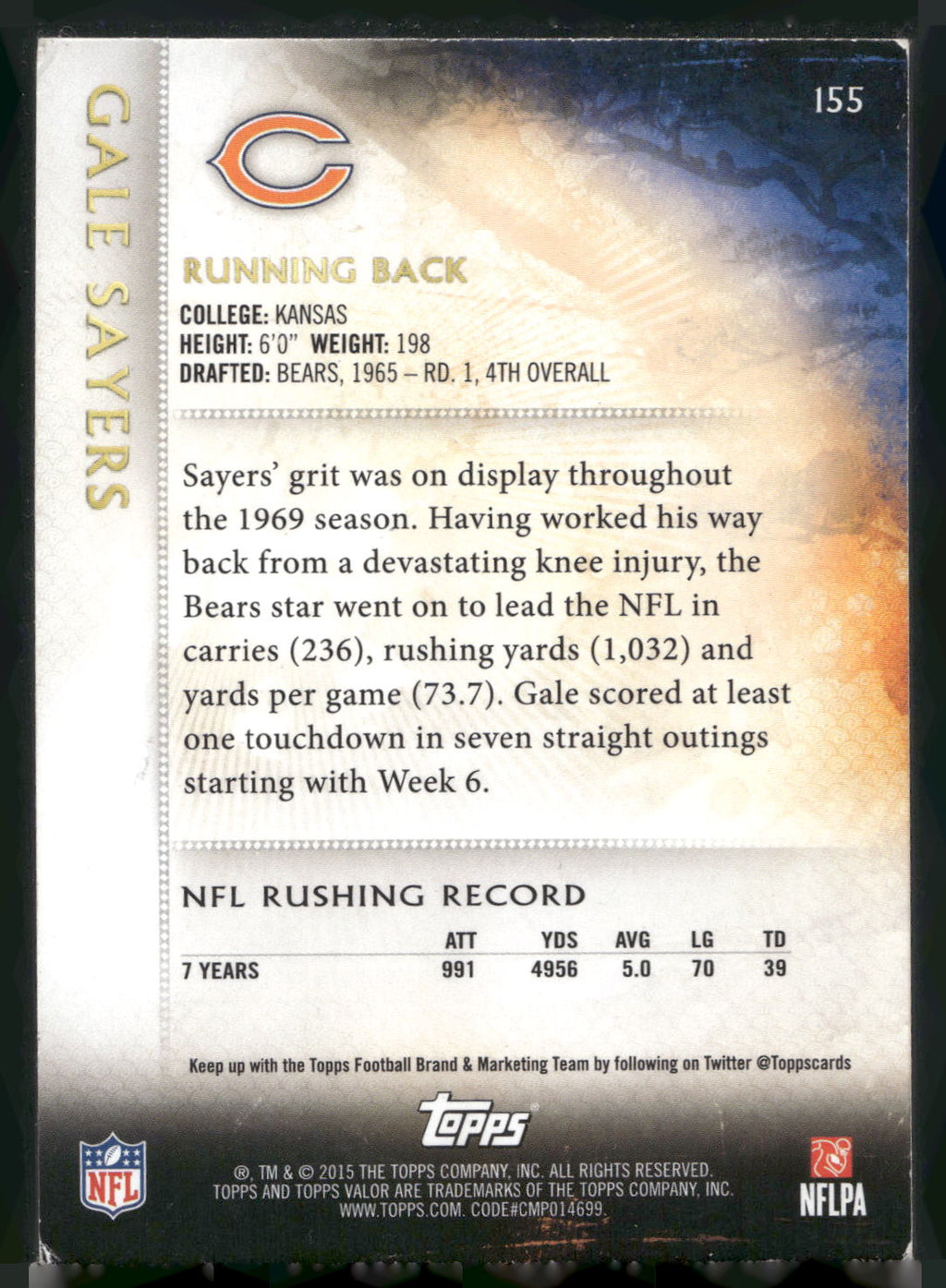 2015 Topps Valor #155 Gale Sayers Speed