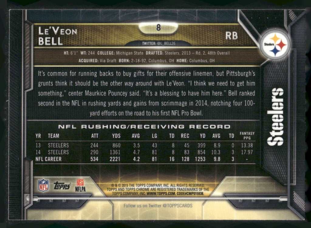 2015 Topps Chrome #8 Le'Veon Bell