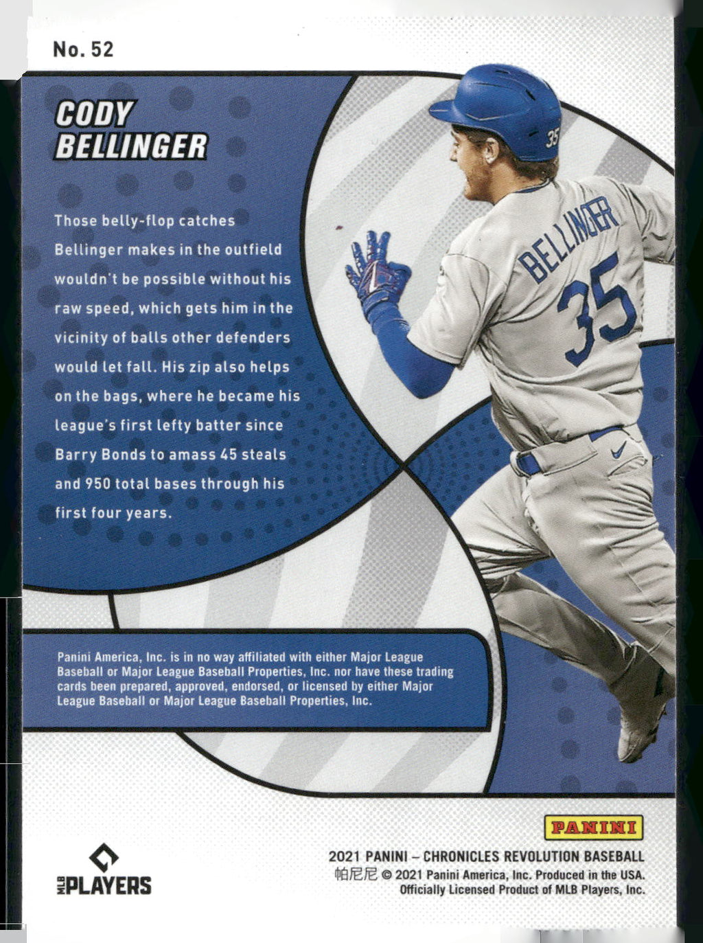 2021 Panini Chronicles #52 Cody Bellinger Revolution Fractal
