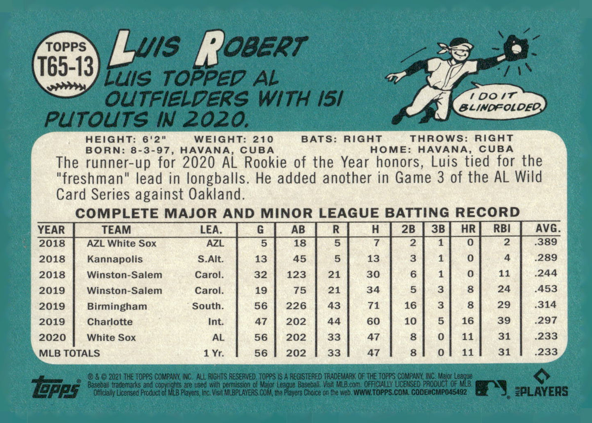 2021 Topps #T65-13 Luis Robert 1965 Topps Redux