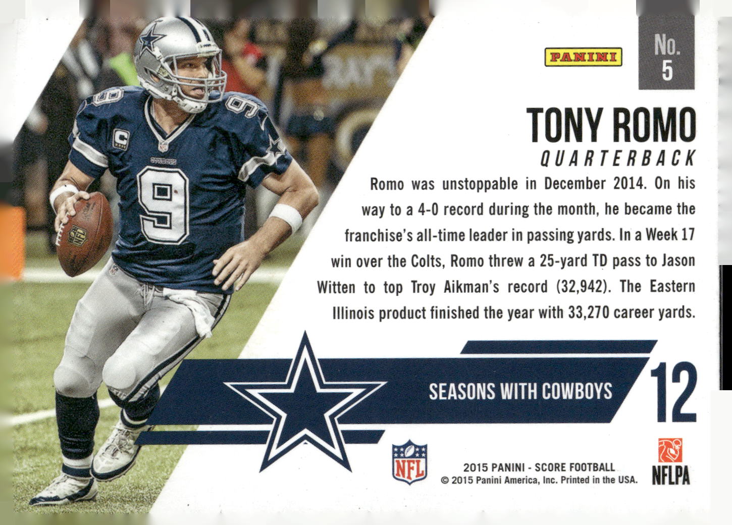 2015 Score #5 Tony Romo Franchise Red