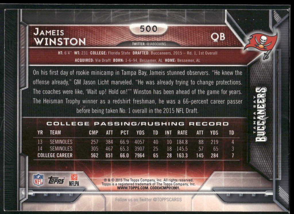 2015 Topps #500b Jameis Winston