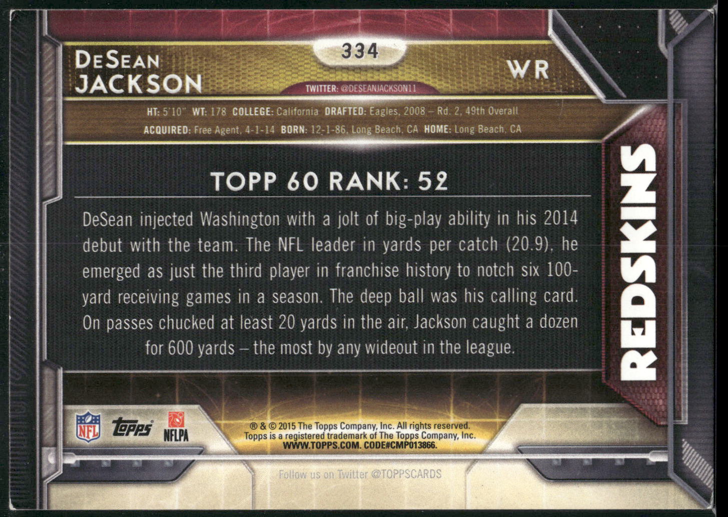 2015 Topps #334 DeSean Jackson