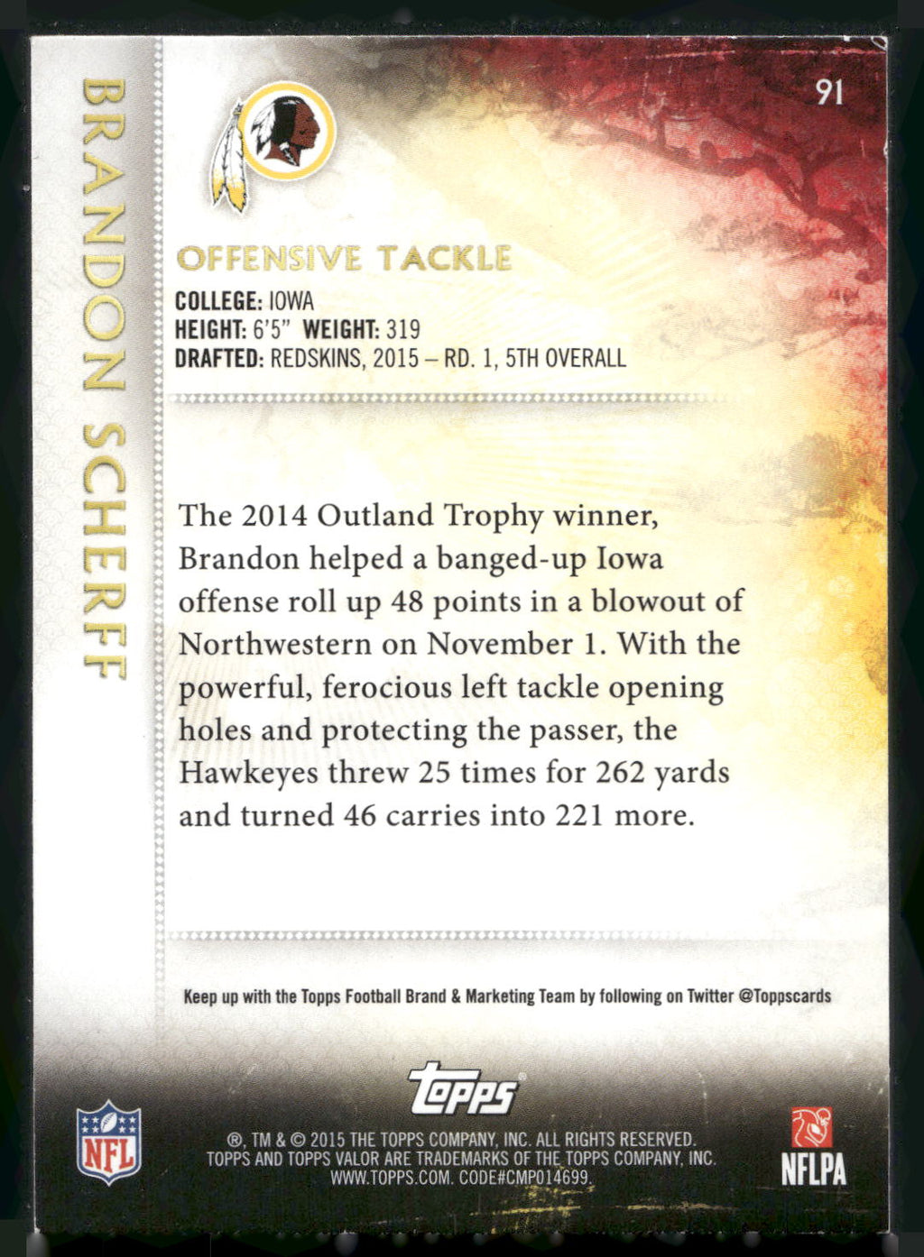 2015 Topps Valor #91 Brandon Scherff