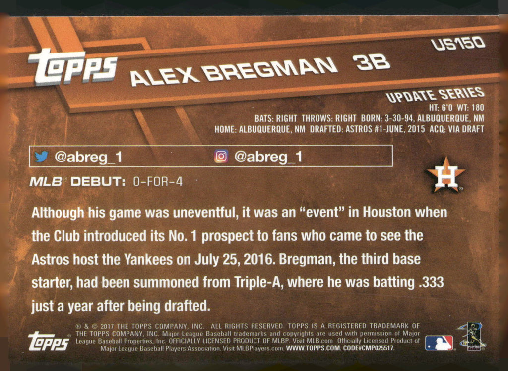 2017 Topps Update #US150 Alex Bregman