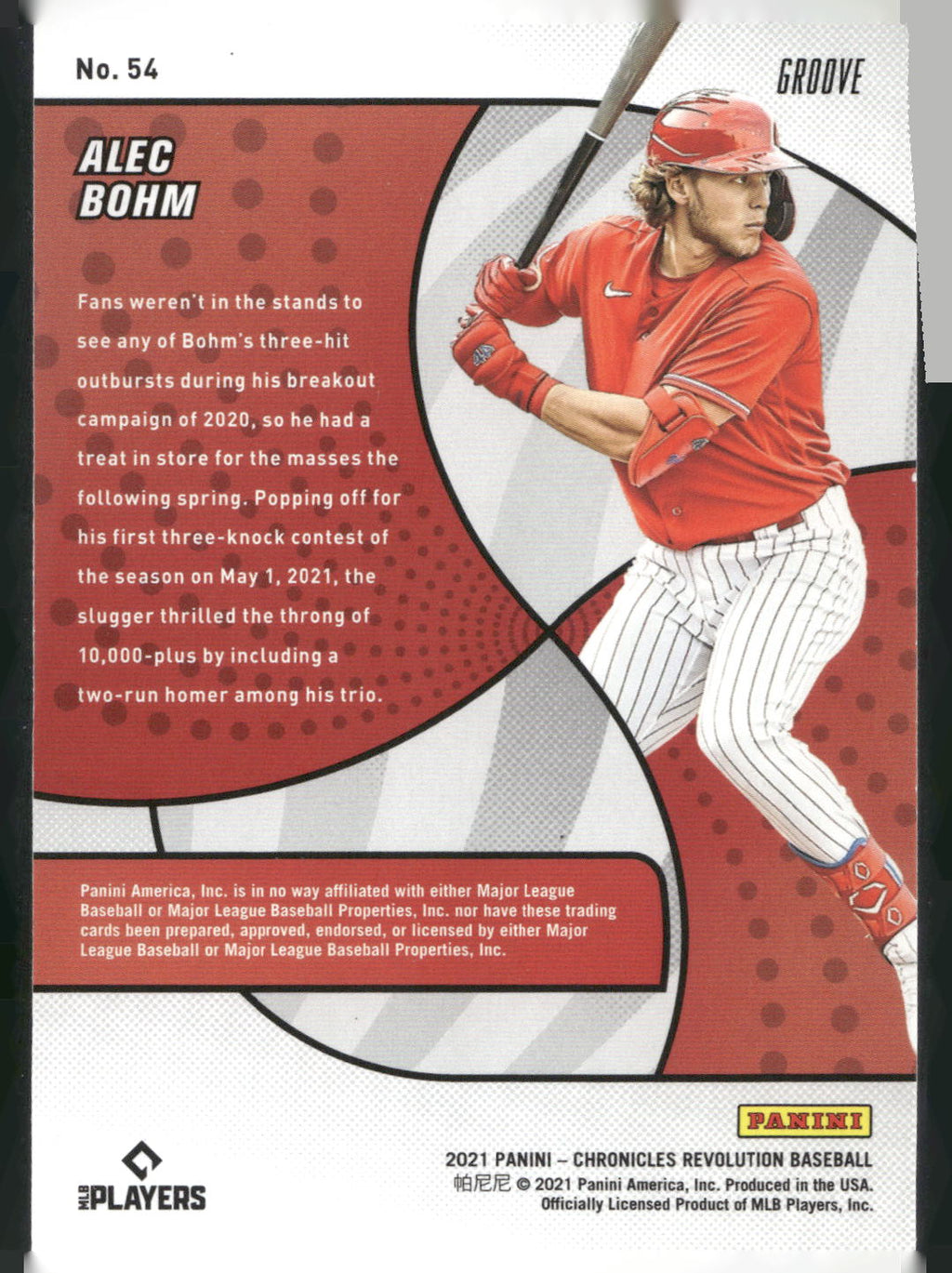 2021 Panini Chronicles #54 Alec Bohm Revolution Groove