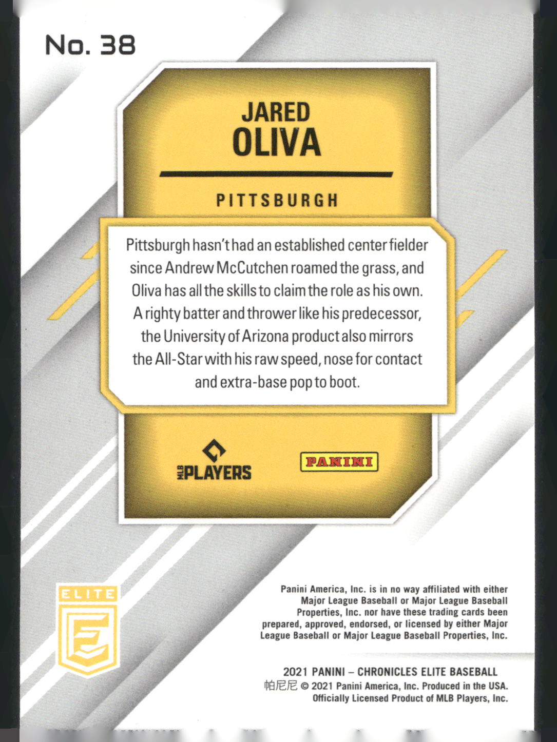 2021 Panini Chronicles #38 Jared Oliva Elite