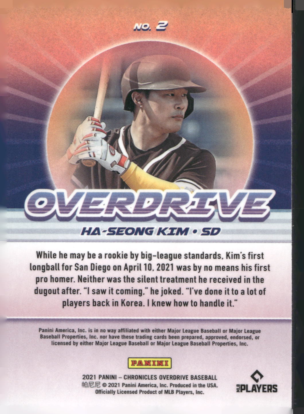 2021 Panini Chronicles #2 Ha-Seong Kim Overdrive
