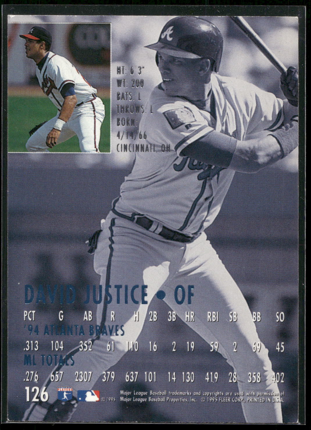1995 Ultra #126 David Justice