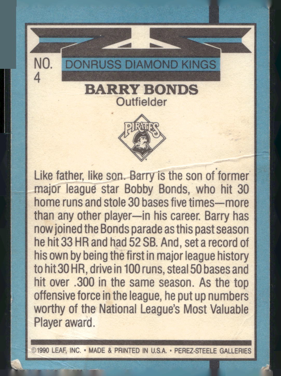 1991 Donruss #4 Barry Bonds