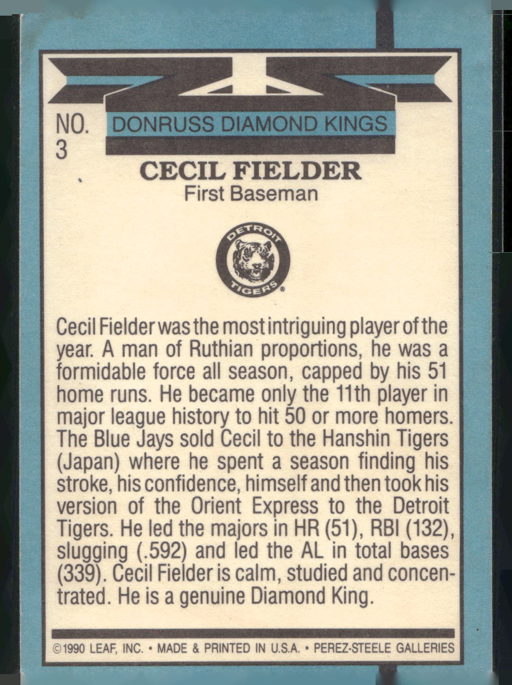 1991 Donruss #3 Cecil Fielder