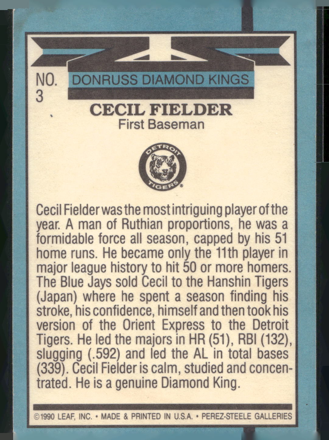 1991 Donruss #3 Cecil Fielder