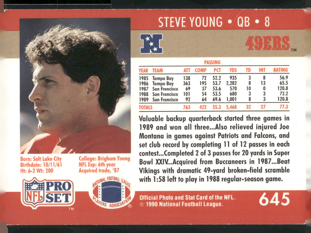 1990 Pro Set #645 Steve Young