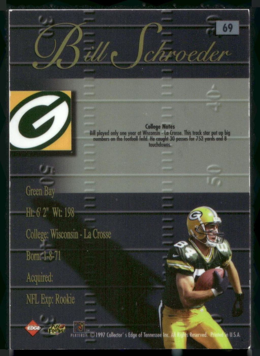 1998 Collector's Edge Advantage #69 Bill Schroeder Silver