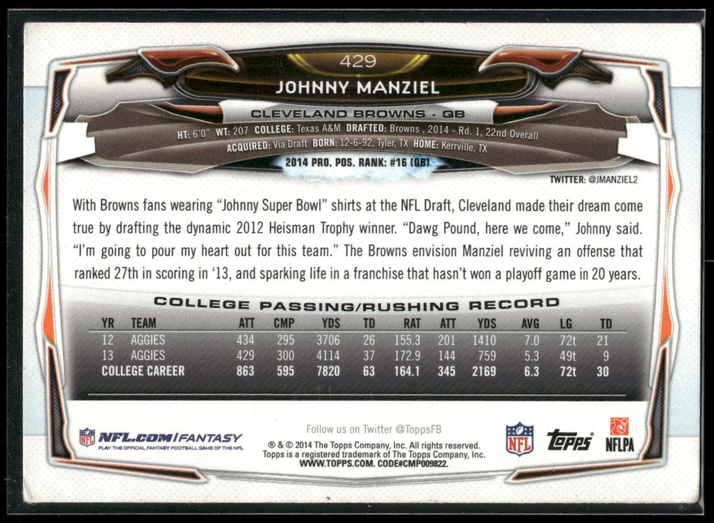 2014 Topps #429 Johnny Manziel