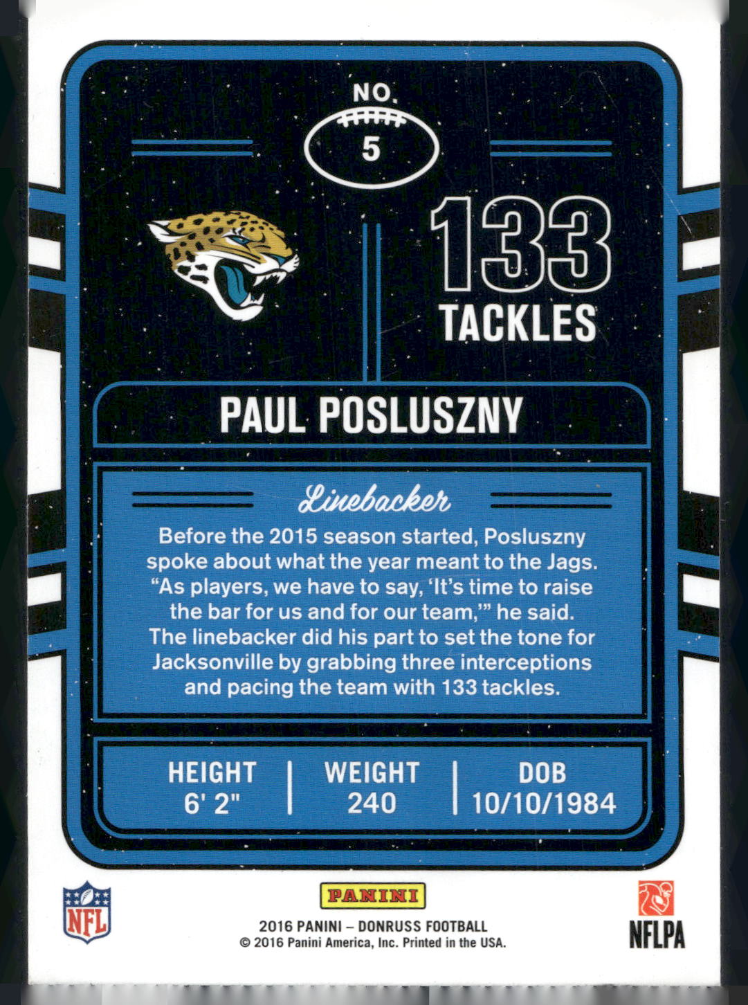 2016 Donruss #5 Paul Posluszny Production Line Hits
