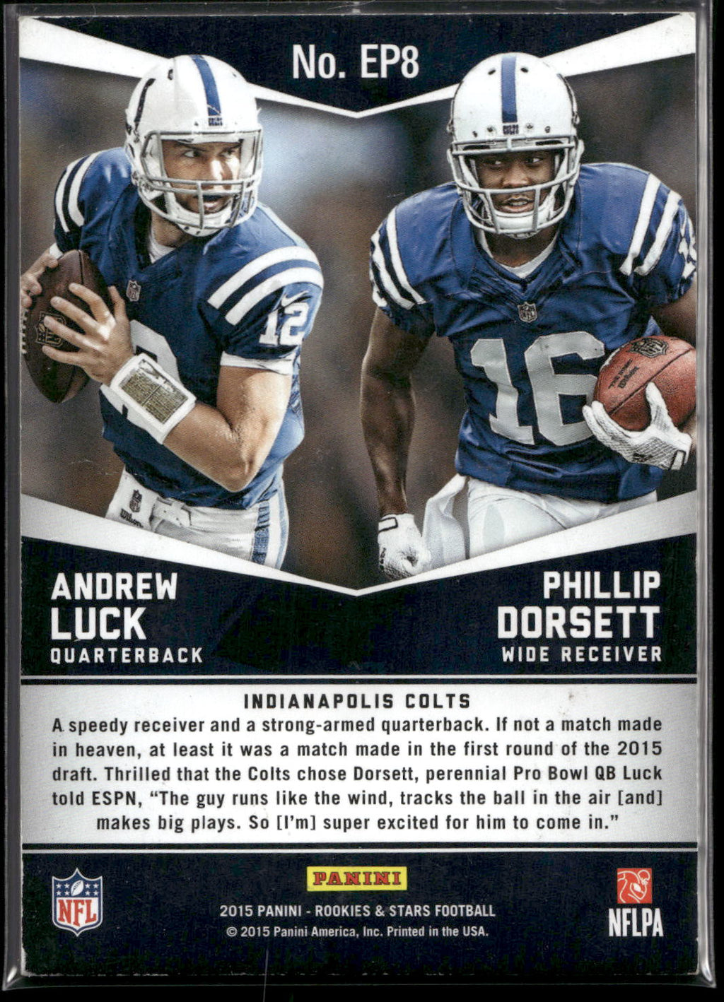 2015 Panini Rookies & Stars #EP8 Andrew Luck / Phillip Dorsett MANU Patches