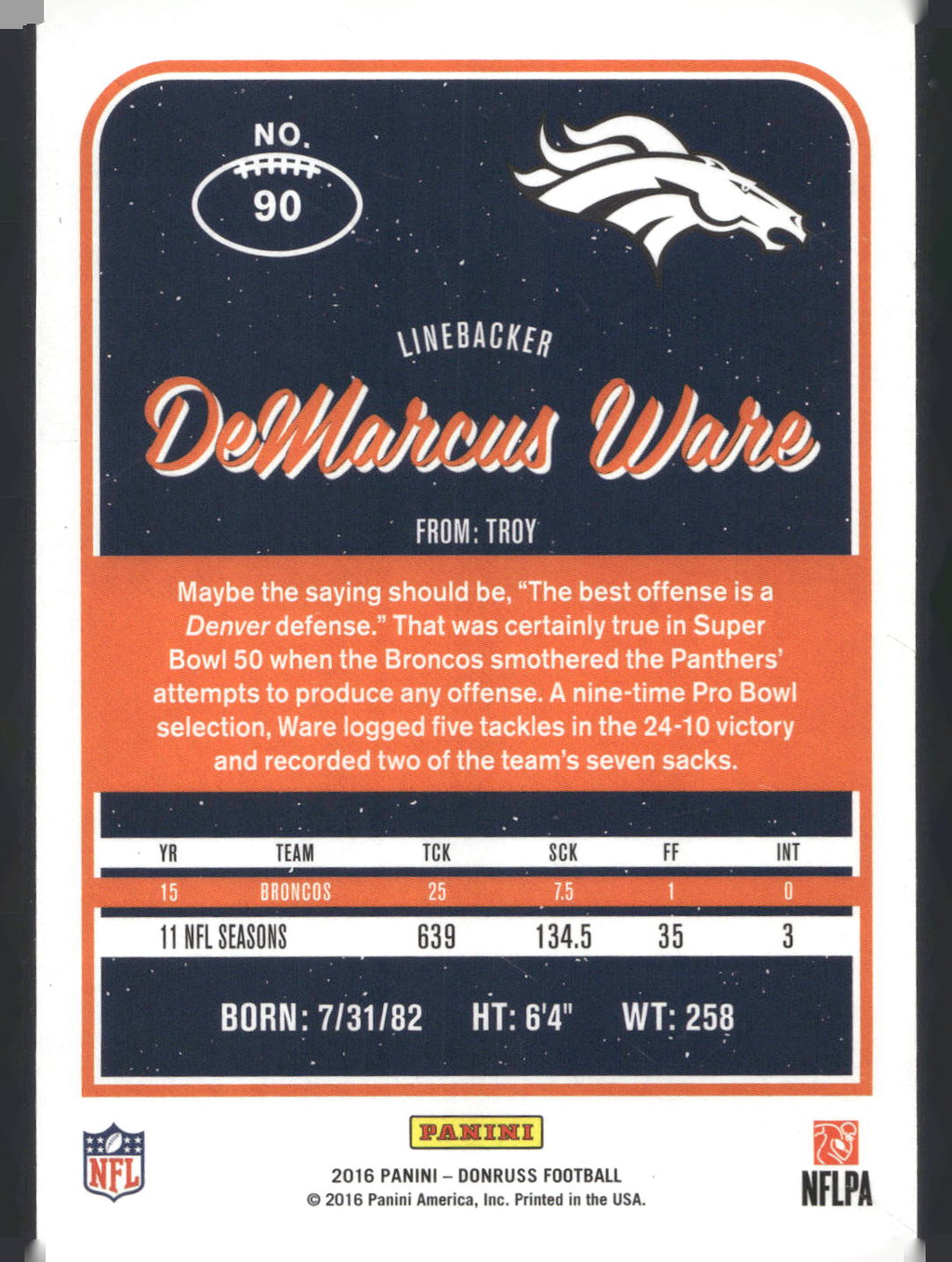 2016 Donruss #90 DeMarcus Ware