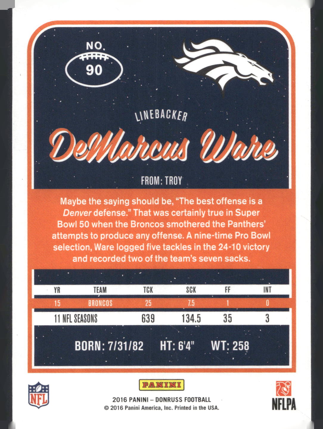 2016 Donruss #90 DeMarcus Ware