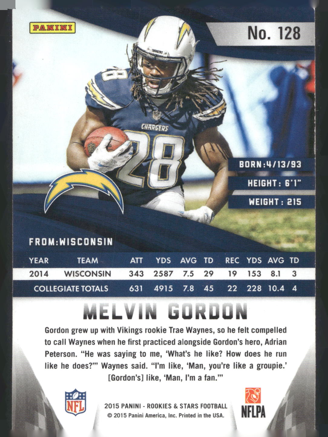 2015 Panini Rookies & Stars #128 Melvin Gordon