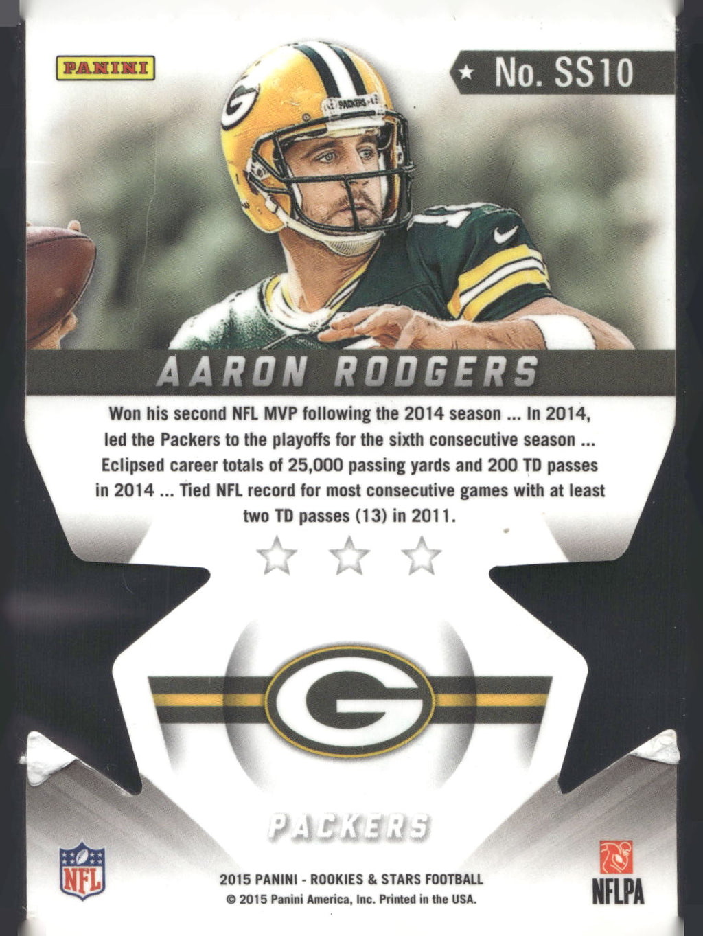 2015 Panini Rookies & Stars #SS10 Aaron Rodgers Star Studded Die Cuts