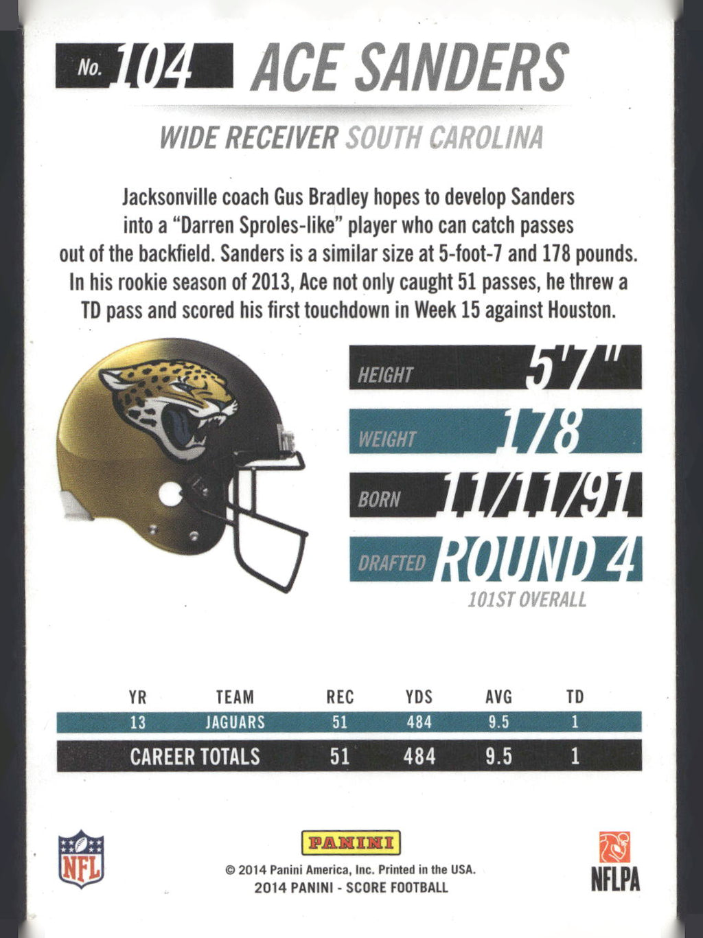 2014 Score #104 Ace Sanders