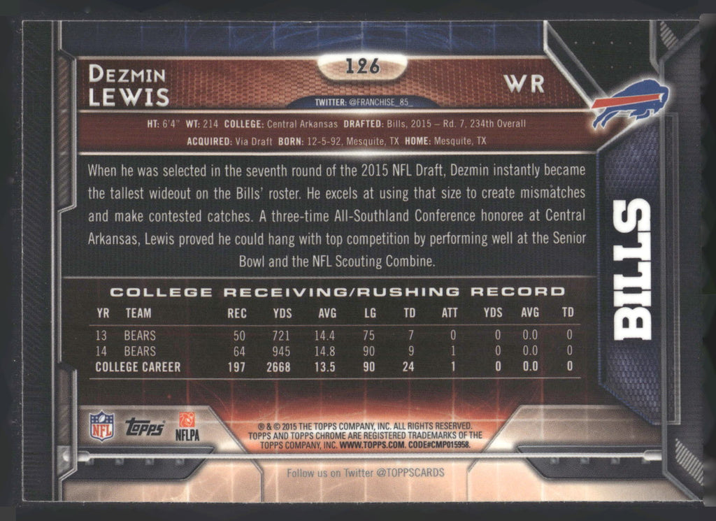 2015 Topps Chrome #126 Dezmin Lewis