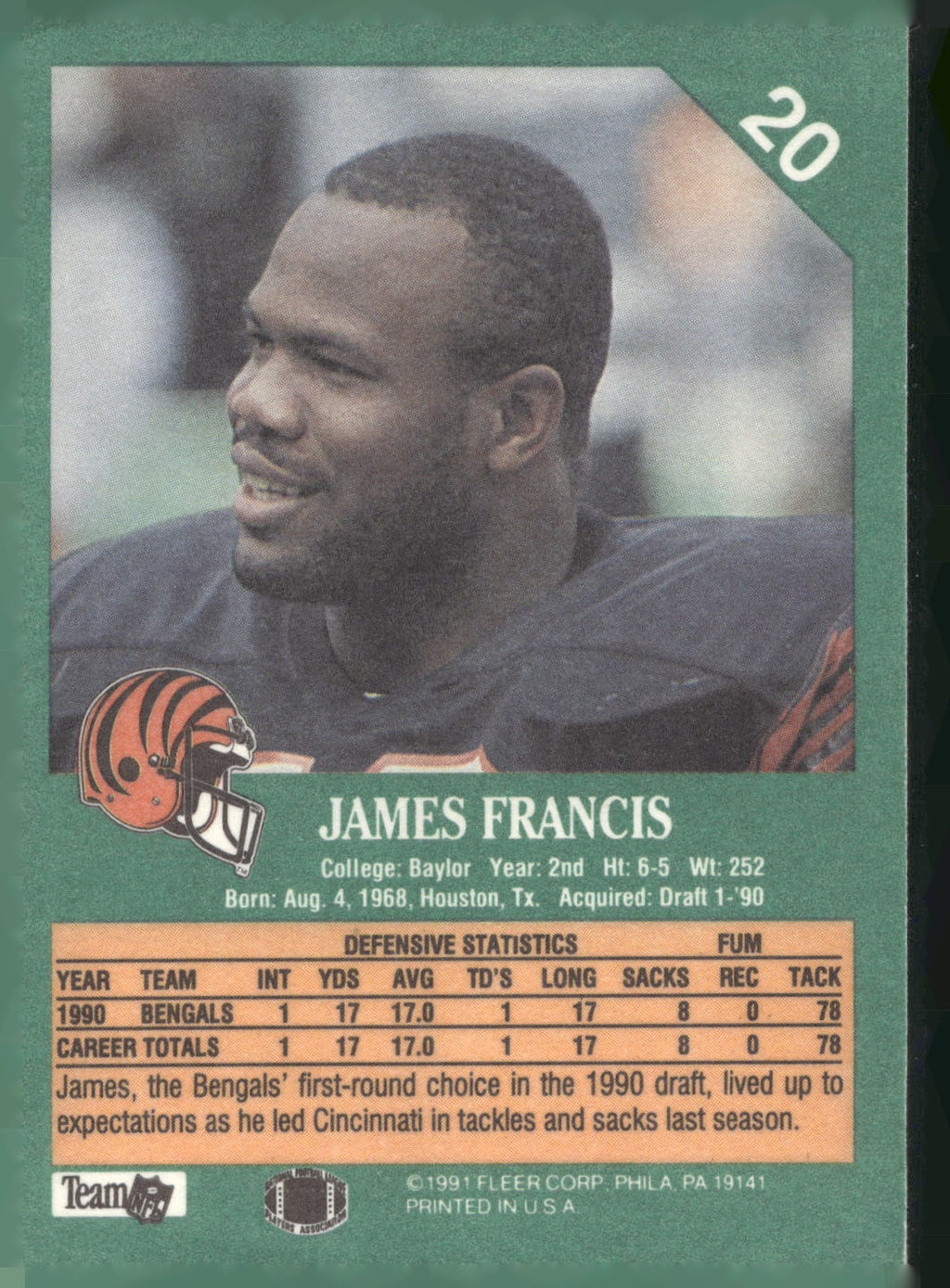 1991 Fleer #20 James Francis