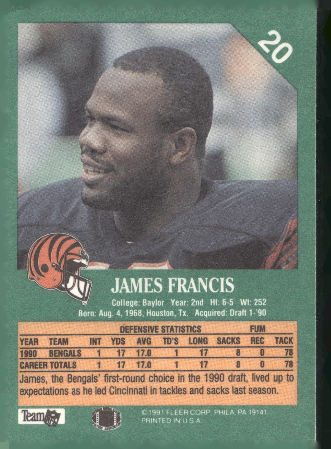 1991 Fleer #20 James Francis
